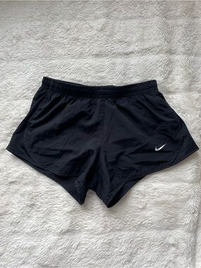 Nike Black Women's Athletic Running Shorts with White Swoosh